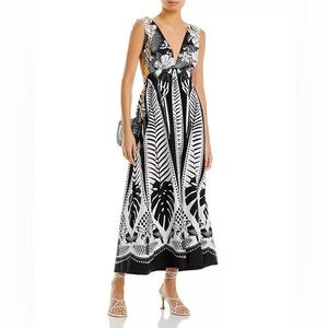 Farm Rio Macaw Elegance Black and White Maxi Dress (M)